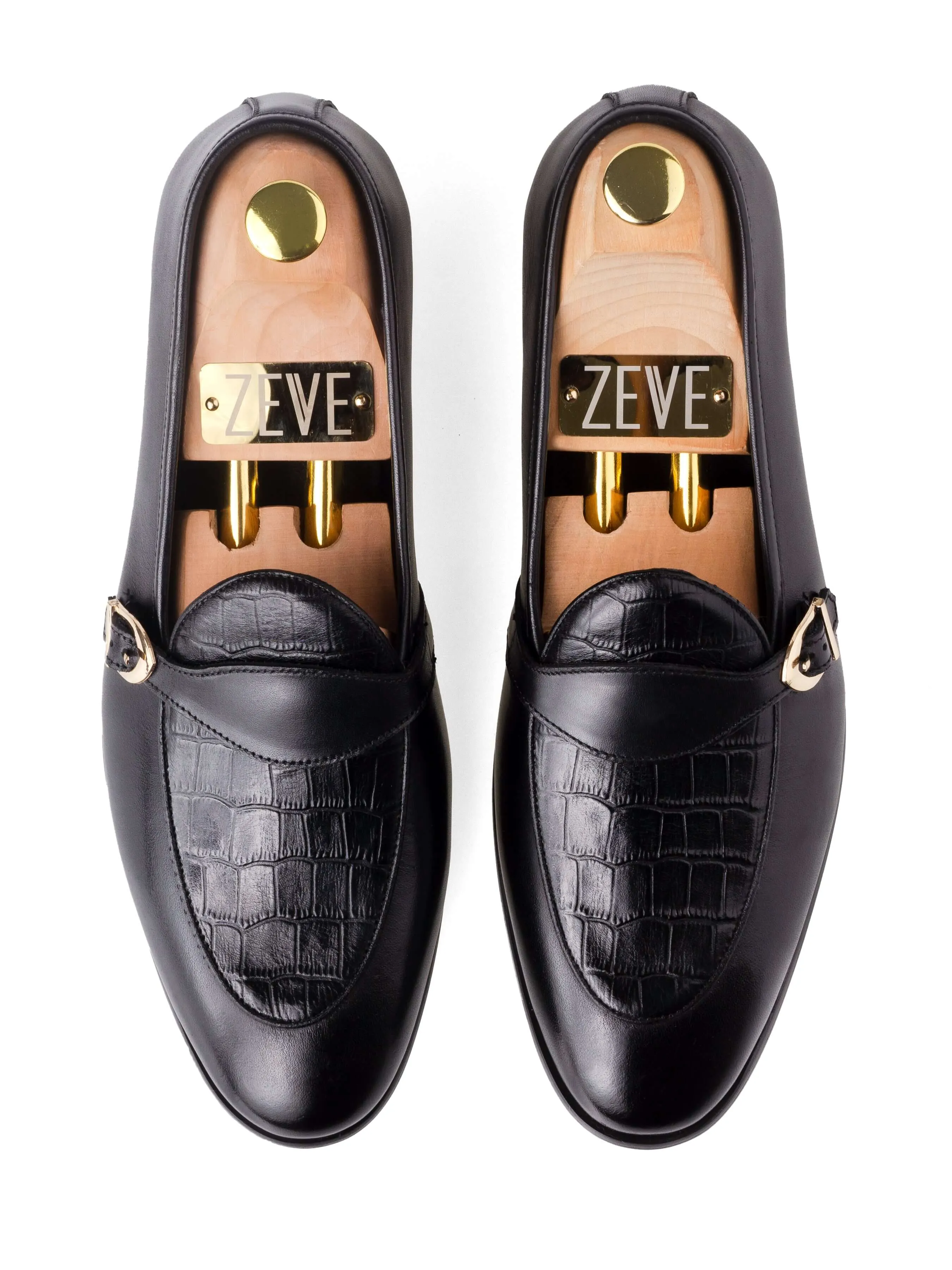 Belgian Croco Single Strap - Noir Uni