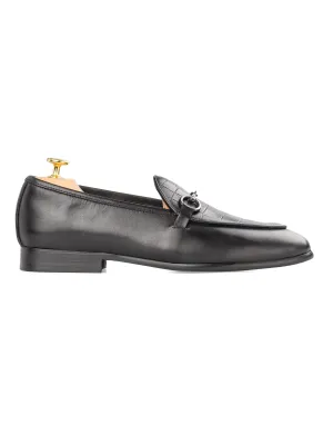 Mocassin Belge à boucle Horsebit - Noir uni & Croco (boucle argentée)