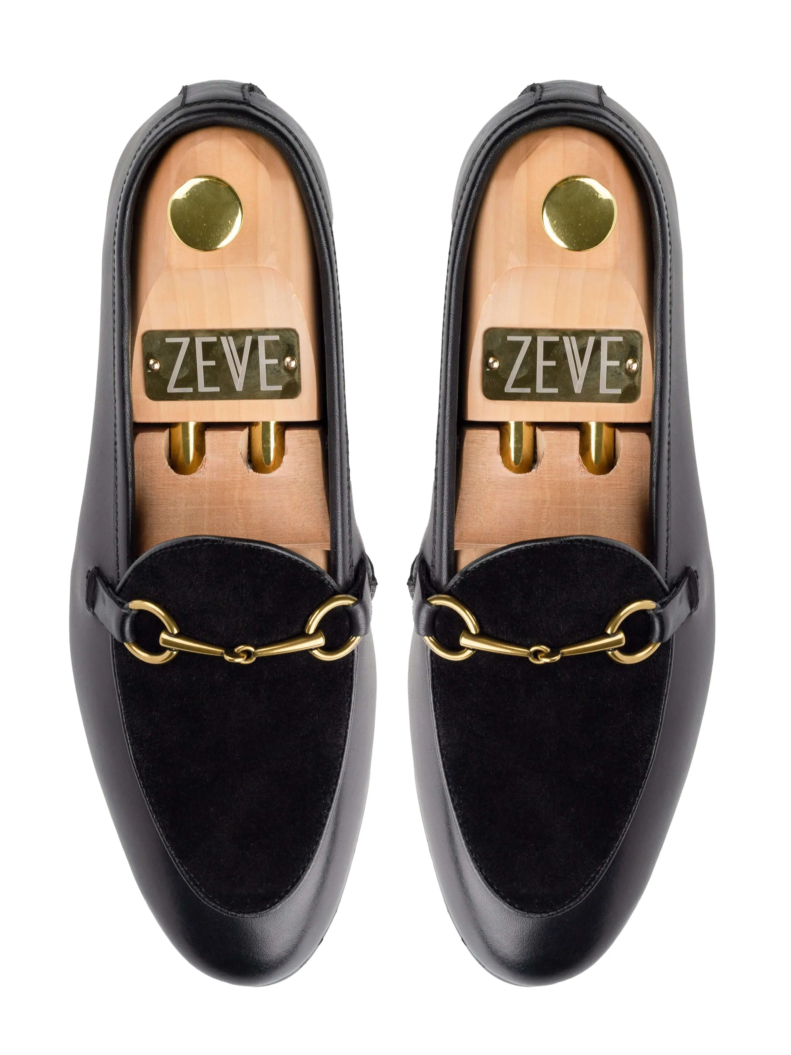 Mocassin Belge à Boucle Horsebit - Noir Uni & Suède (Boucle Dorée)