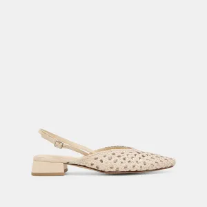 BIRDIE FLATS EN CUIR TISSÉ BLANC CASSÉ