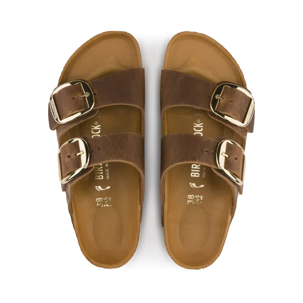 Birkenstock Arizona Sandale à boucle large en cuir huilé cognac