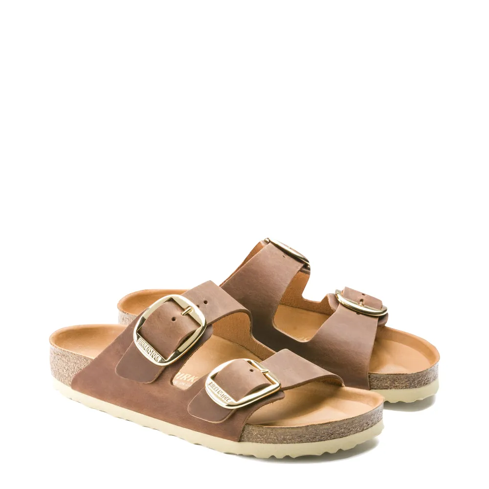 Birkenstock Arizona Sandale à boucle large en cuir huilé cognac
