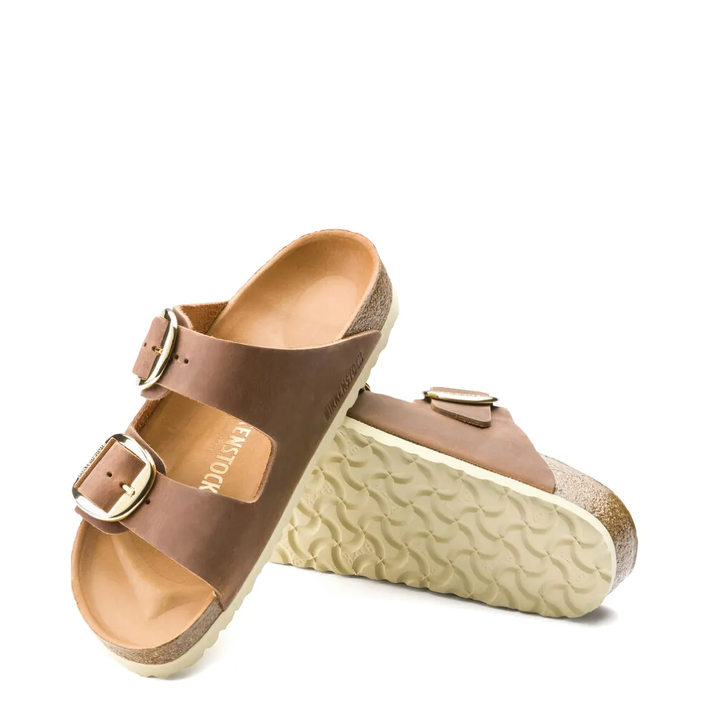Birkenstock Arizona Sandale à boucle large en cuir huilé cognac