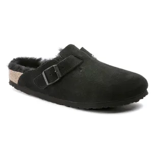 Birkenstock Chaussures Boston en daim et cuir avec doublure en shearling noir standard