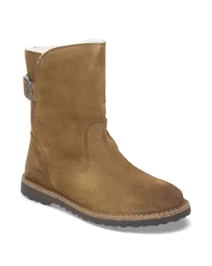 Bottes Birkenstock Uppsala en daim et cuir avec doublure en shearling, couleur thé foncé