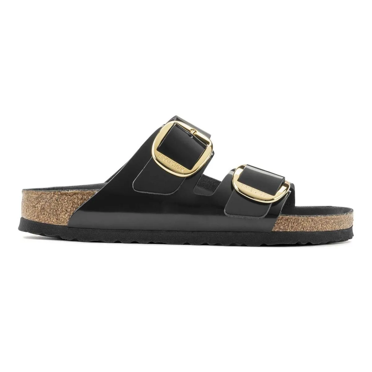 Birkenstock Femme Arizona Grande Boucle Cuir Noir Brillant