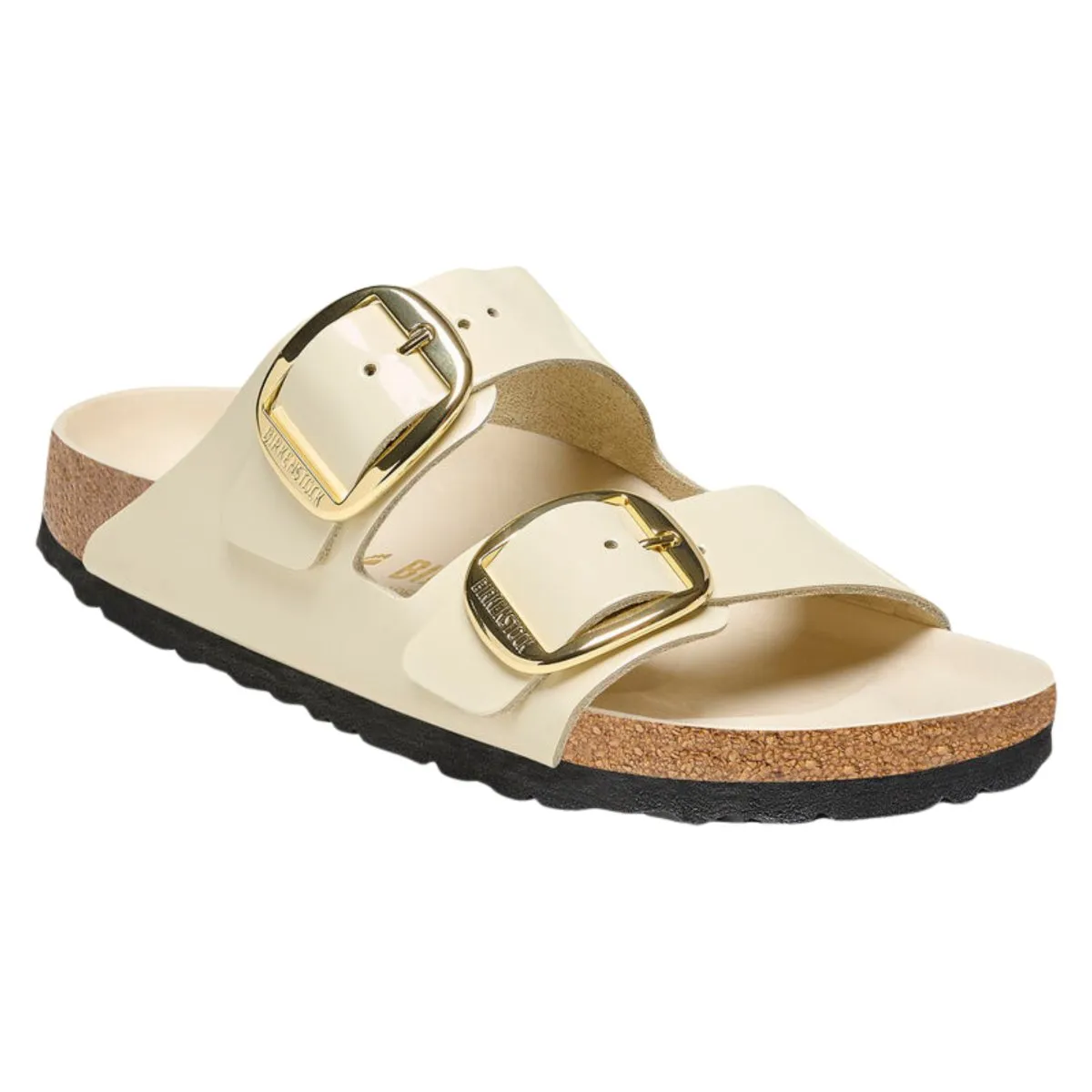 Birkenstock Femme Arizona Grande Boucle Cuir Écru Brillant