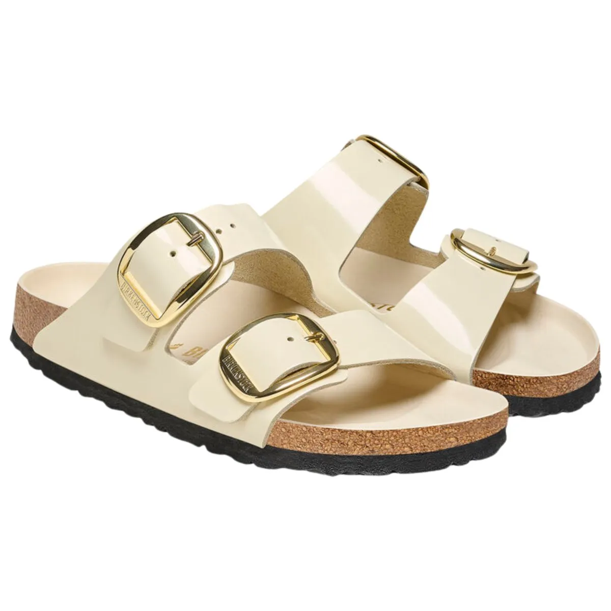Birkenstock Femme Arizona Grande Boucle Cuir Écru Brillant