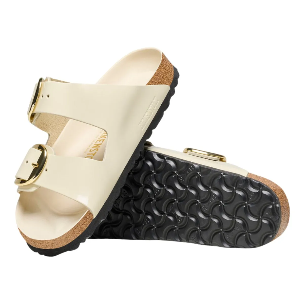 Birkenstock Femme Arizona Grande Boucle Cuir Écru Brillant