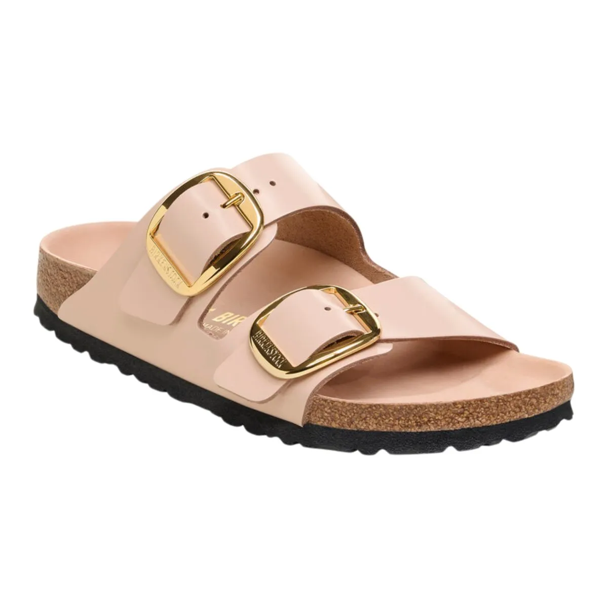 Birkenstock Femme Arizona Grande Boucle Brillant Nouveau Beige Cuir