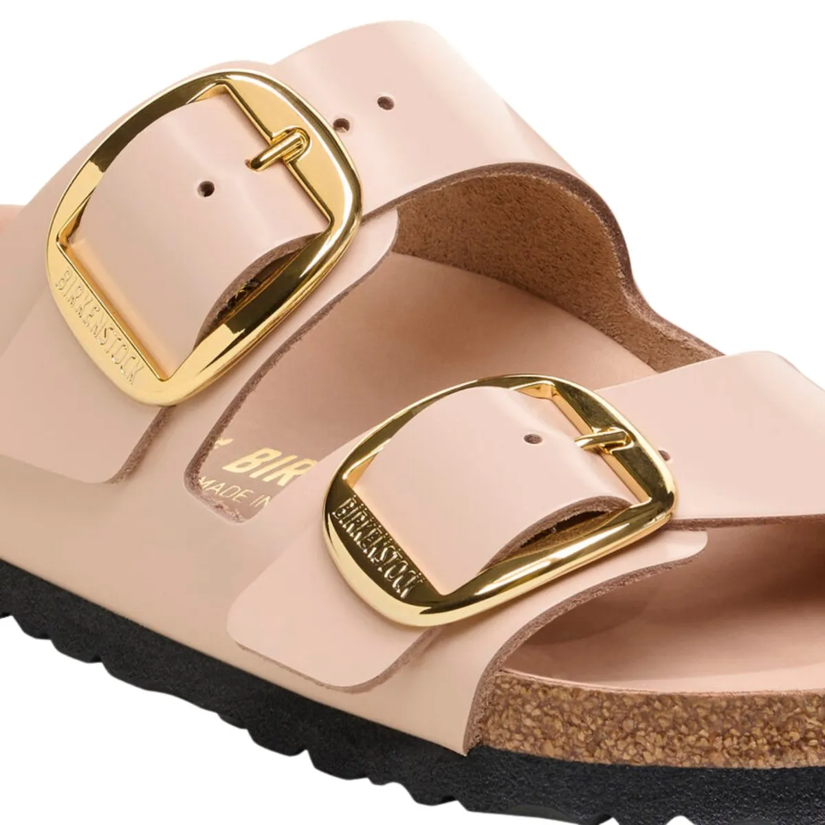 Birkenstock Femme Arizona Grande Boucle Brillant Nouveau Beige Cuir