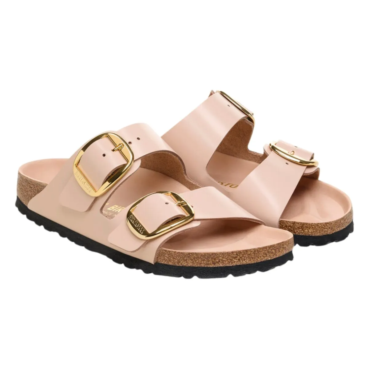 Birkenstock Femme Arizona Grande Boucle Brillant Nouveau Beige Cuir