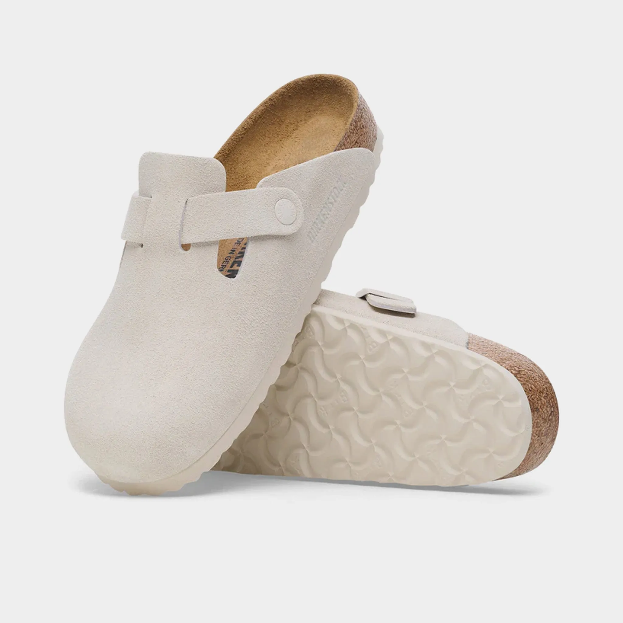 Birkenstock Boston en daim pour femme / Chaussures Birkenstock blanc antique