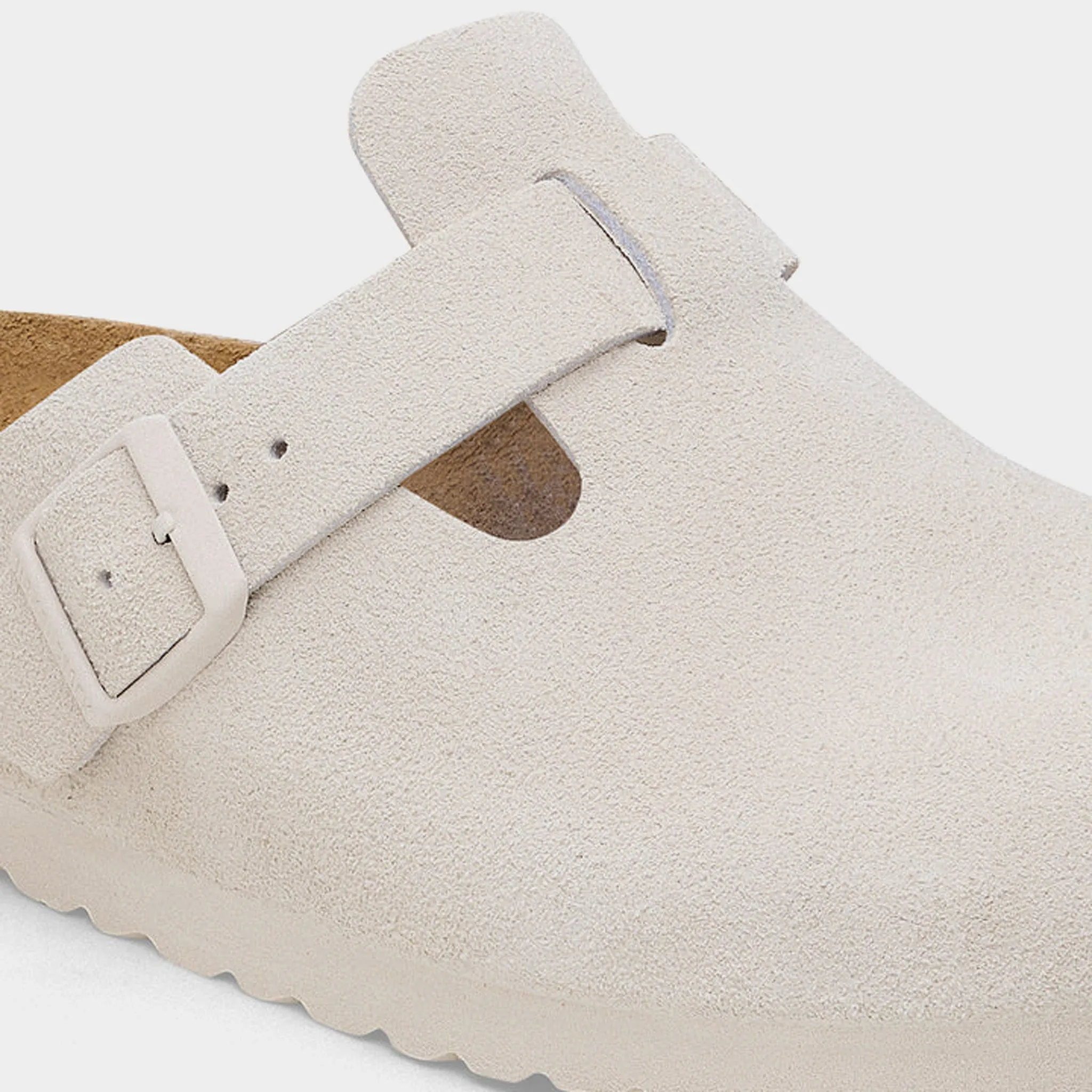 Birkenstock Boston en daim pour femme / Chaussures Birkenstock blanc antique