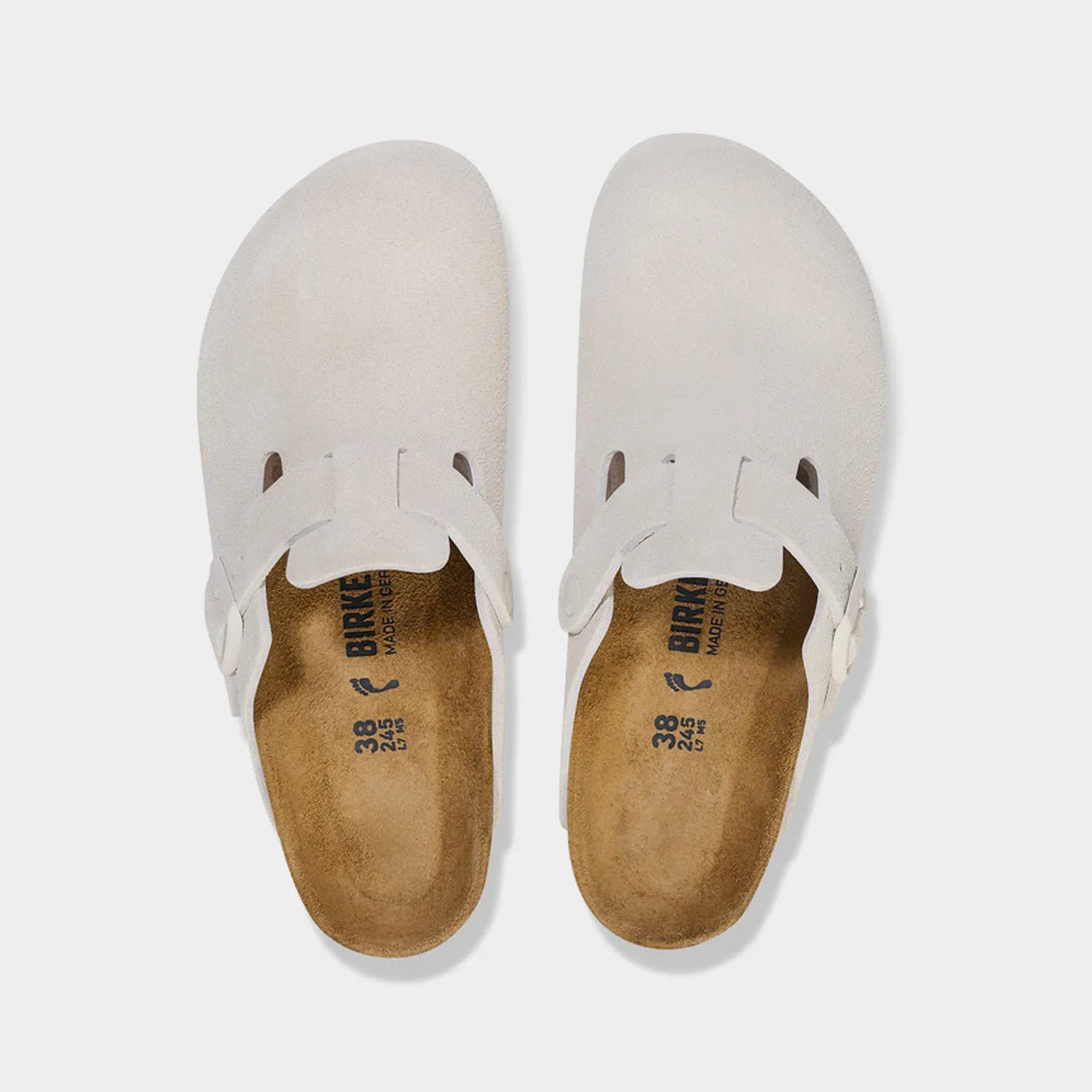 Birkenstock Boston en daim pour femme / Chaussures Birkenstock blanc antique