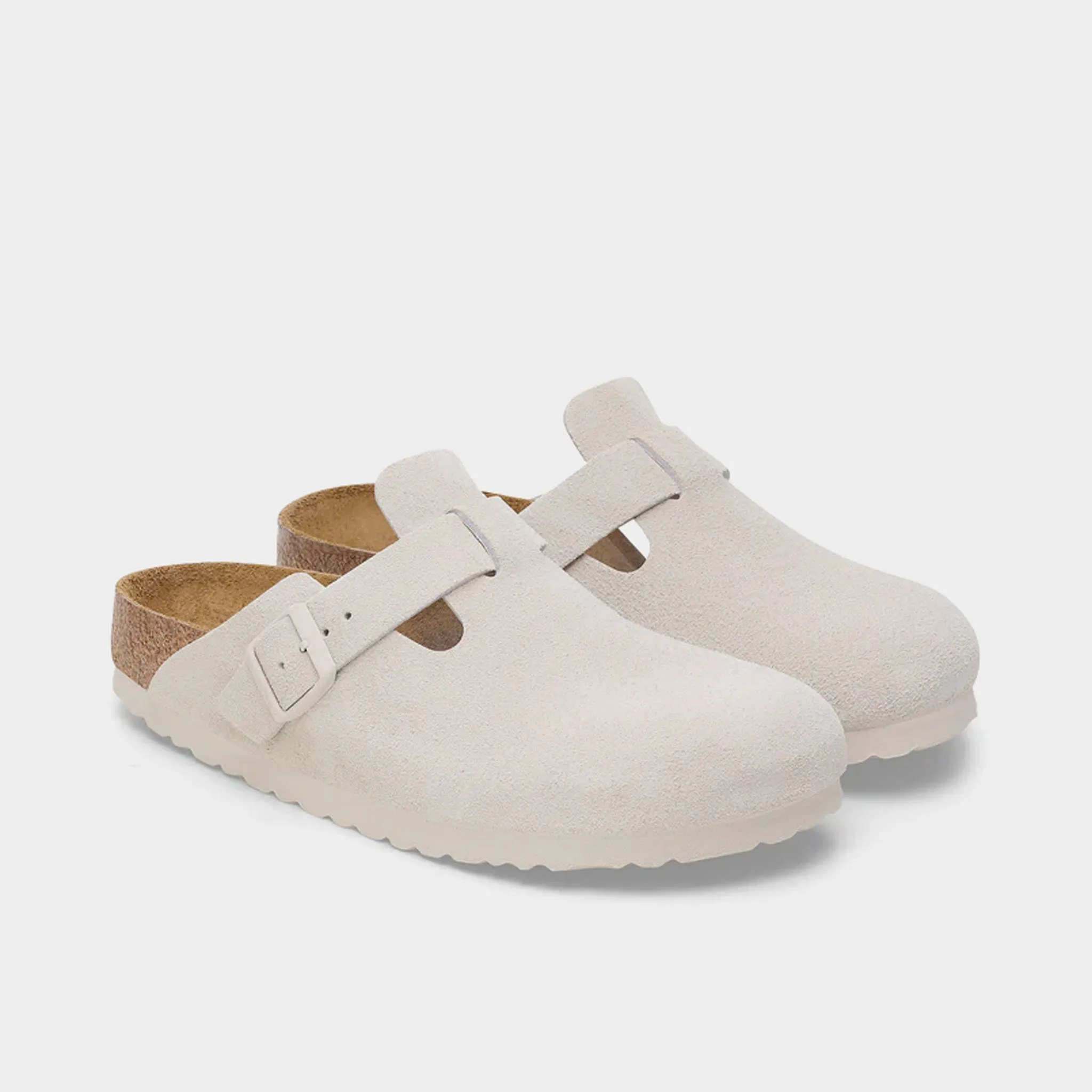 Birkenstock Boston en daim pour femme / Chaussures Birkenstock blanc antique