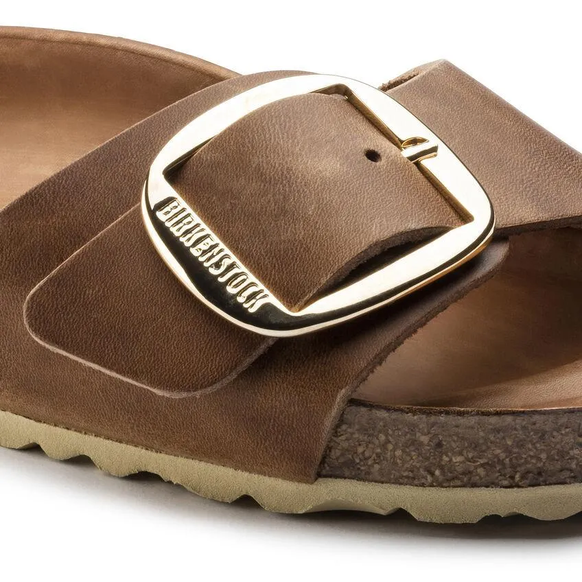 Birkenstock Femme Madrid Grande Boucle Cuir Huilé Cognac