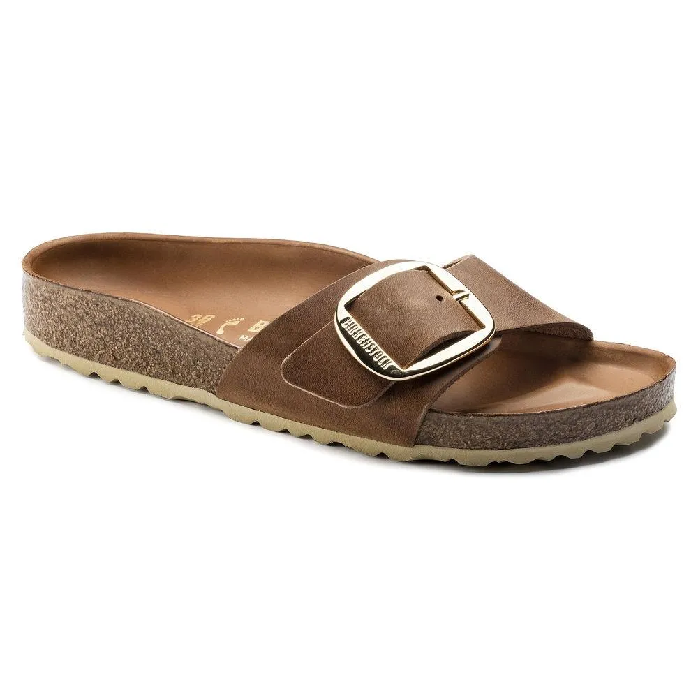 Birkenstock Femme Madrid Grande Boucle Cuir Huilé Cognac