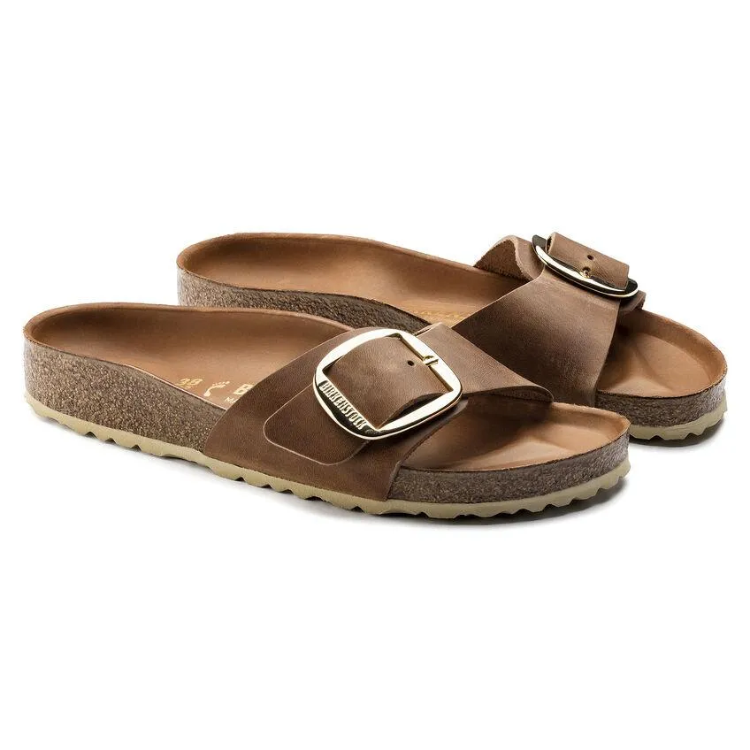 Birkenstock Femme Madrid Grande Boucle Cuir Huilé Cognac