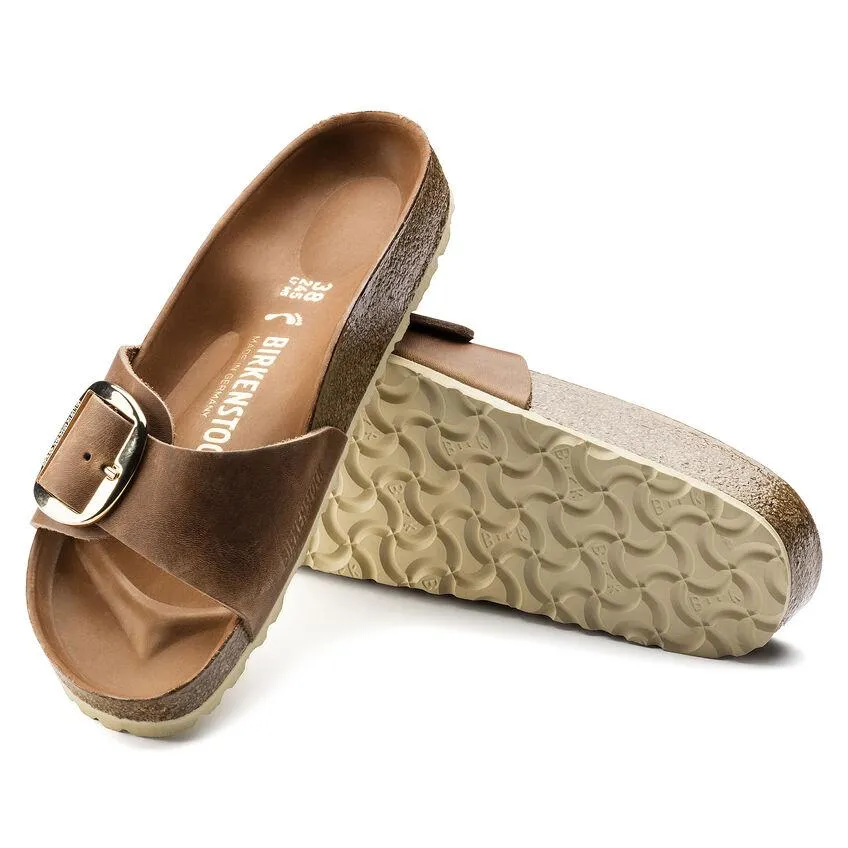 Birkenstock Femme Madrid Grande Boucle Cuir Huilé Cognac