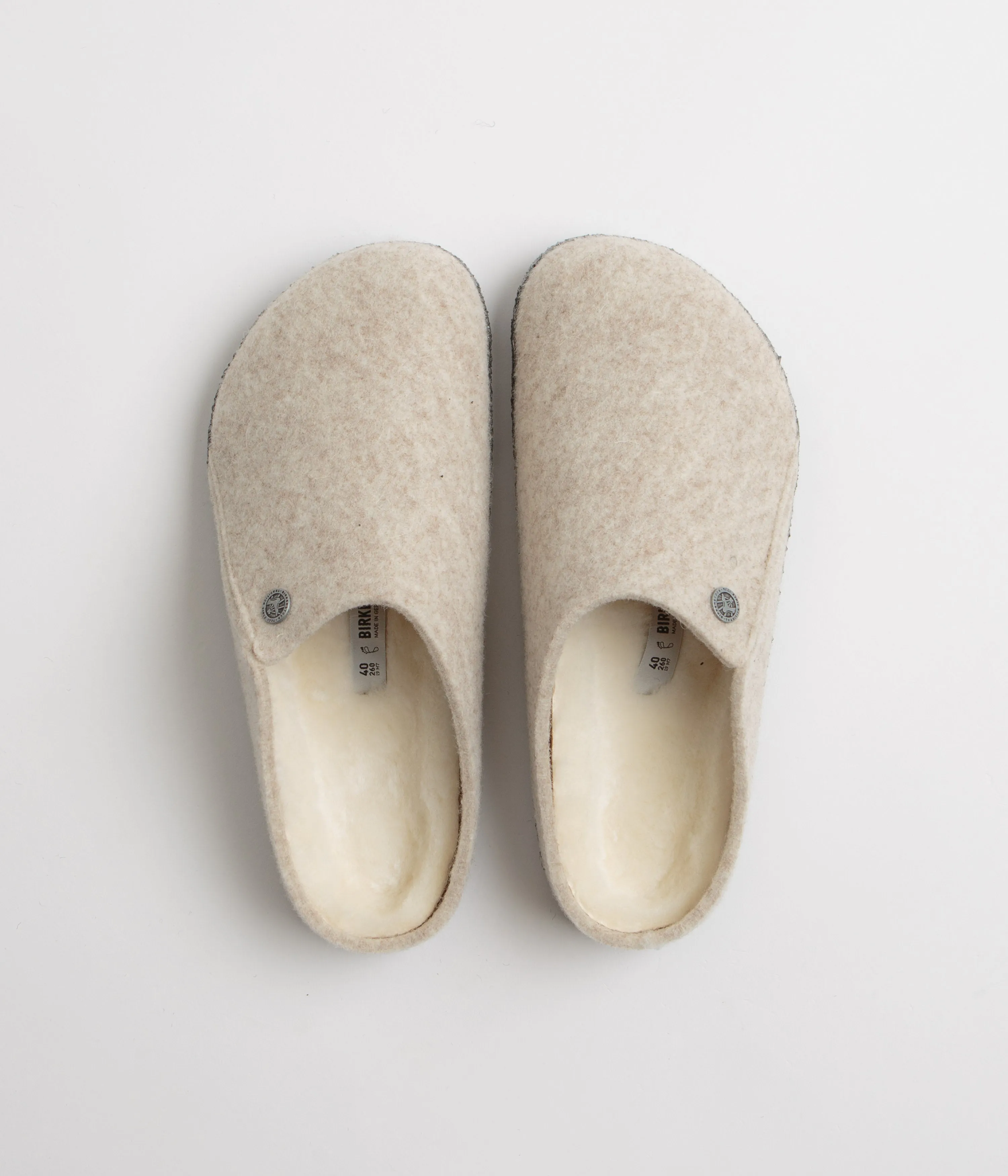 Chaussons Birkenstock Zermatt en feutre avec doublure en peau de mouton - Modèle Eggnog