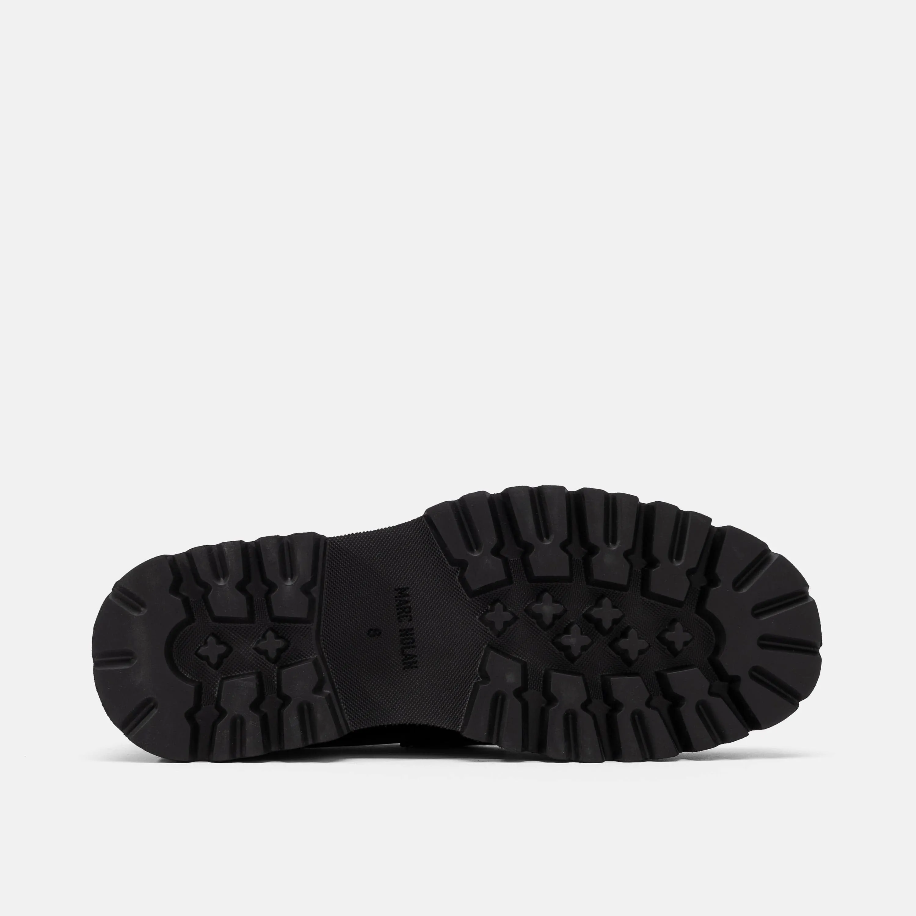Mocassins Blake en cuir vernis noir et blanc avec embout métallique