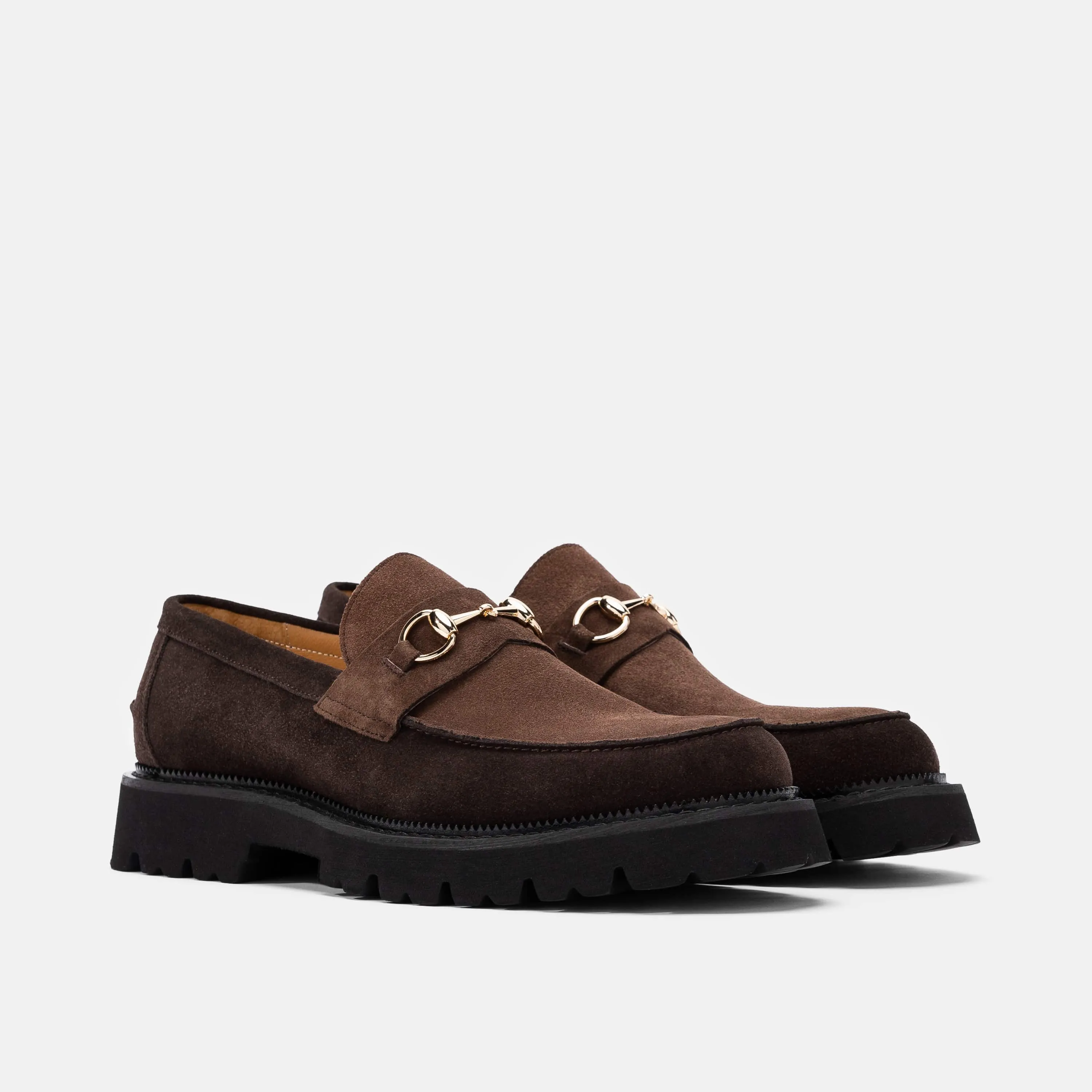 Mocassins Blake Triple Brown en Suède avec Embout Lug