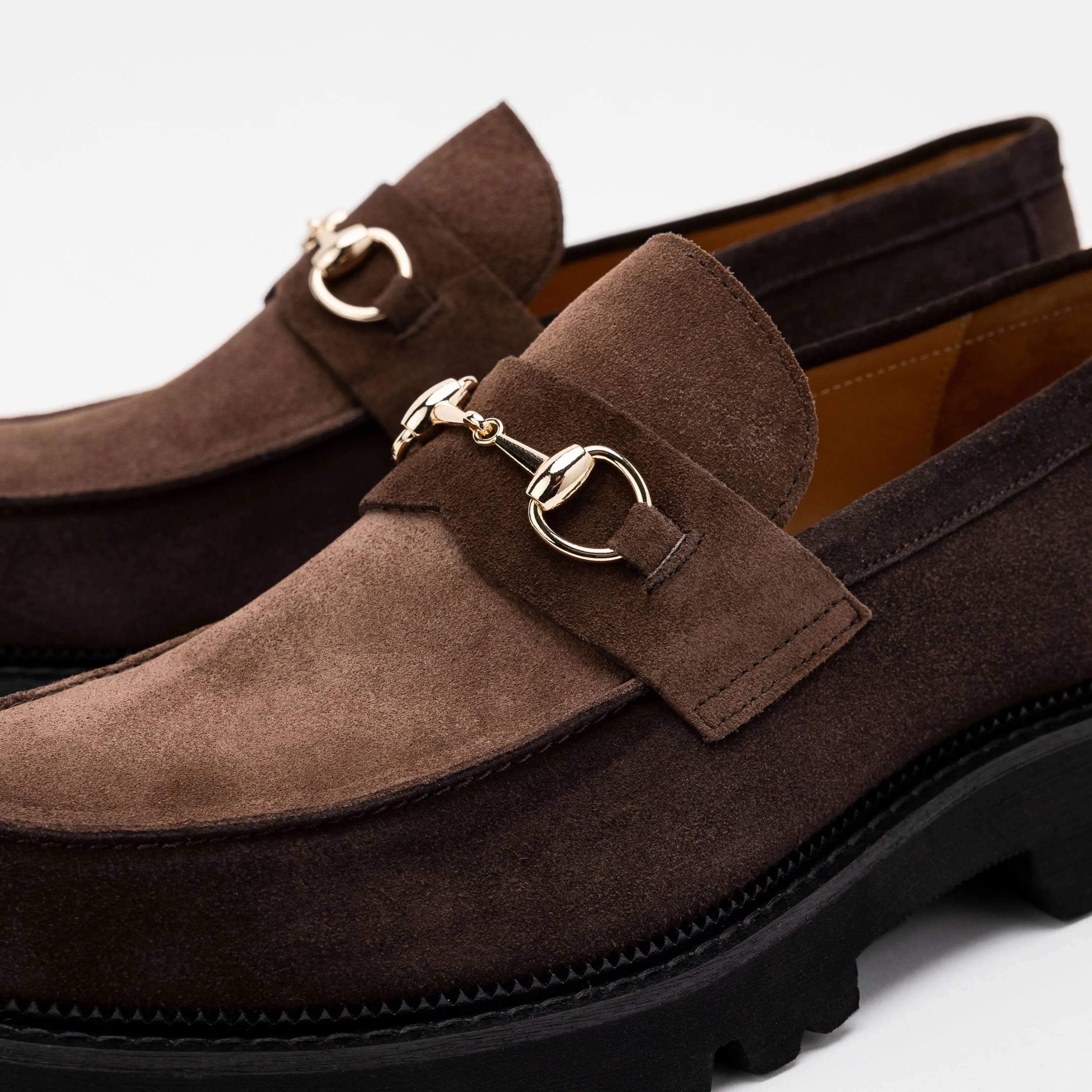 Mocassins Blake Triple Brown en Suède avec Embout Lug