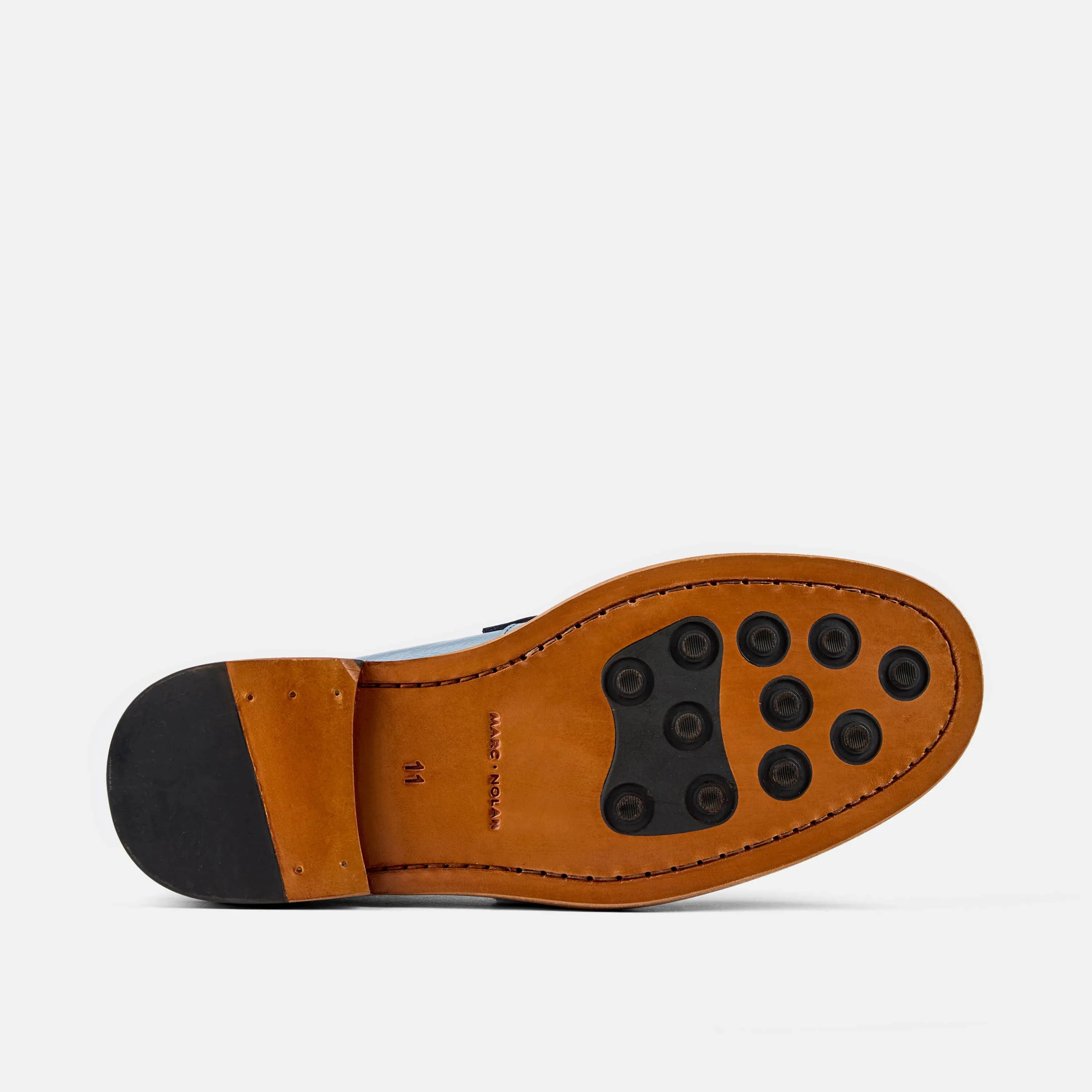 Mocassins à détails métalliques en cuir bleu promenade