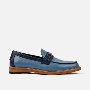 Mocassins à détails métalliques en cuir bleu promenade