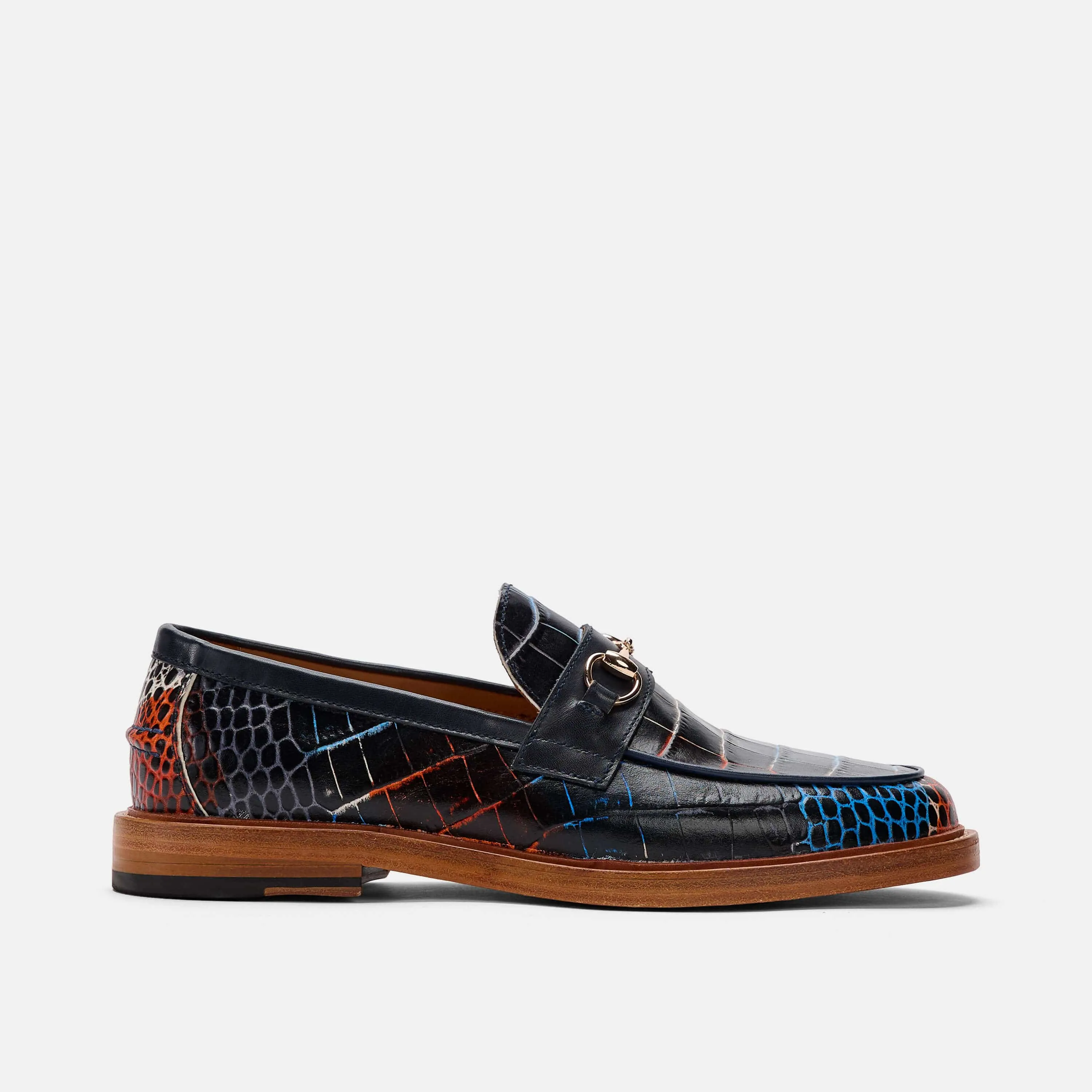 Mocassins à mors en croco bleu marine Boardwalk