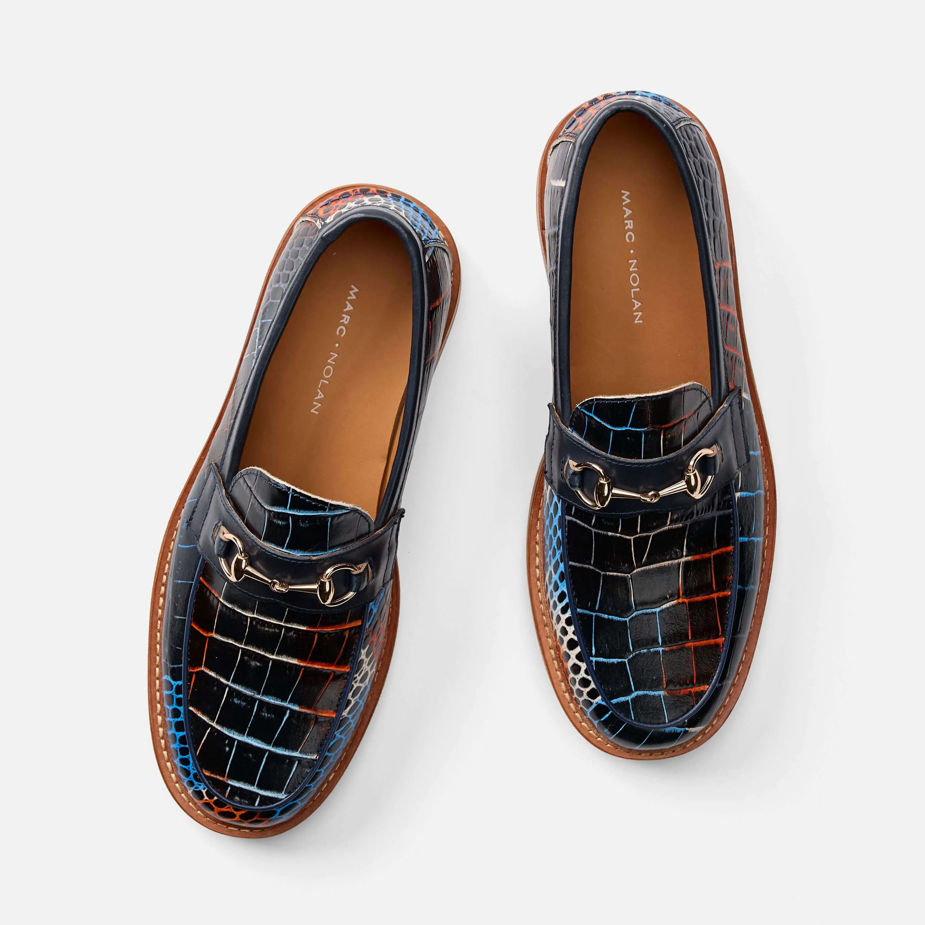 Mocassins à mors en croco bleu marine Boardwalk