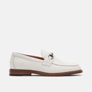 Mocassins à détails Horse-Bit en cuir blanc galet