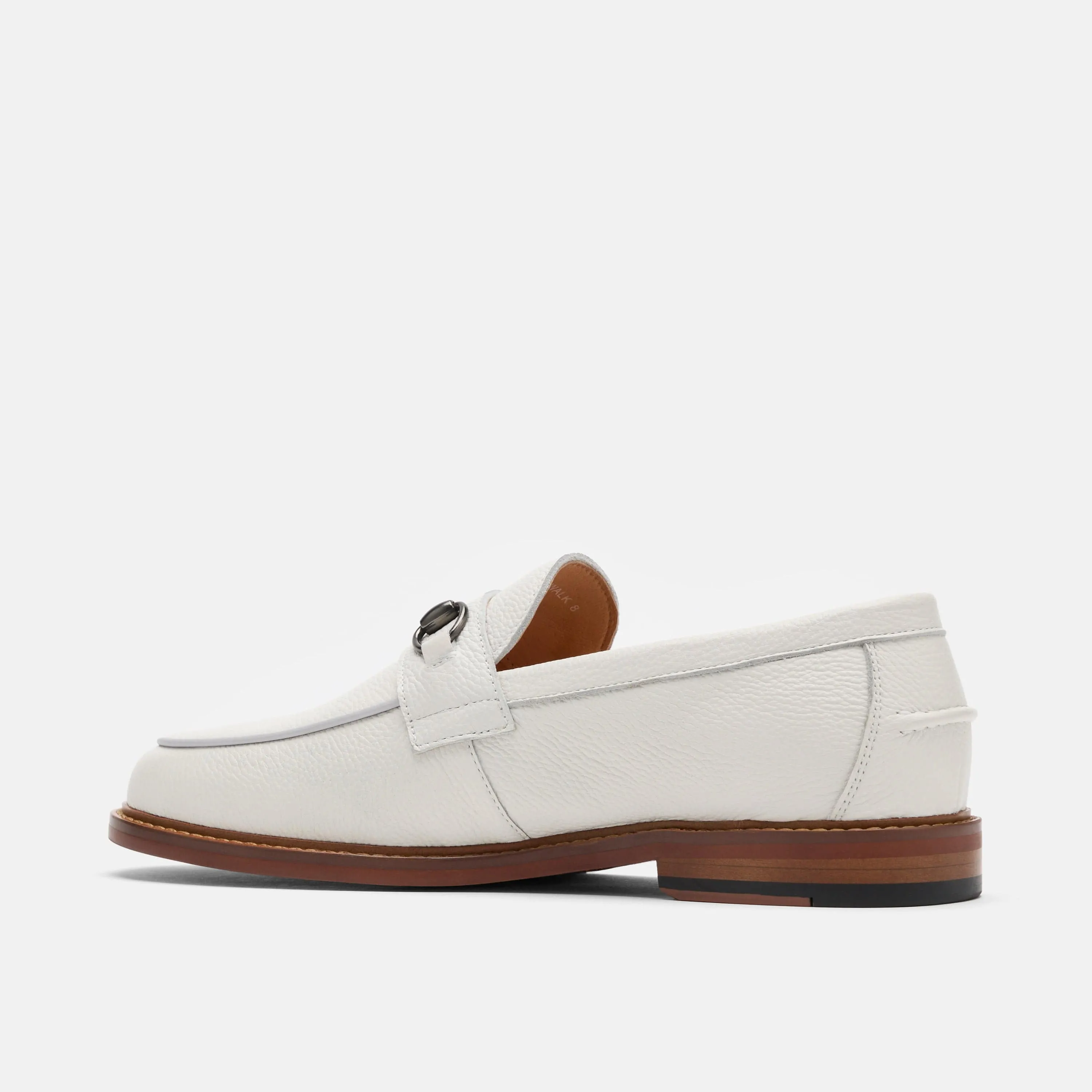 Mocassins à détails Horse-Bit en cuir blanc galet