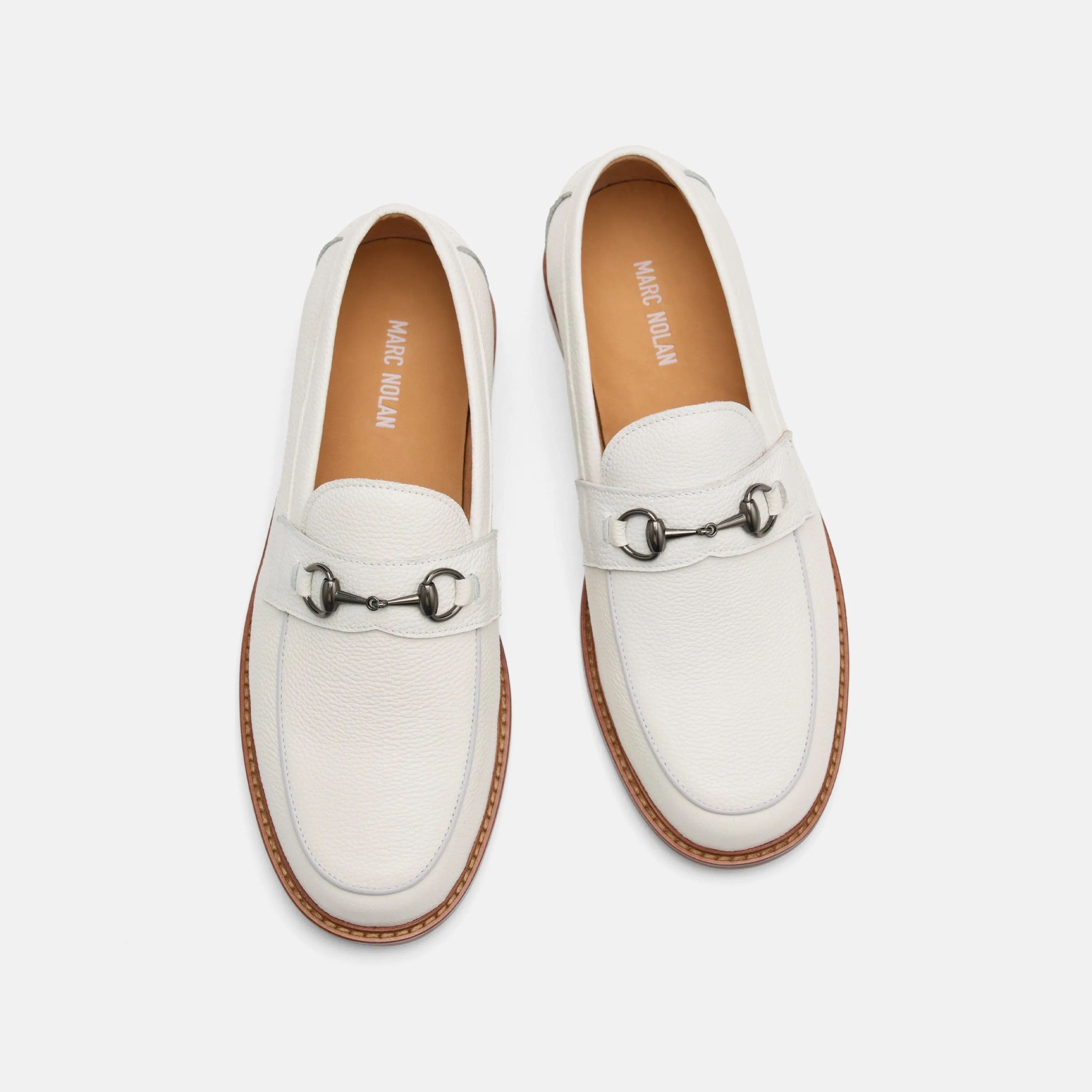 Mocassins à détails Horse-Bit en cuir blanc galet