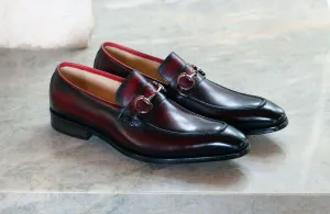 Mocassin à enfiler en veau brun bordeaux