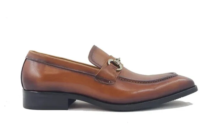 Mocassin à enfiler en veau brun cognac