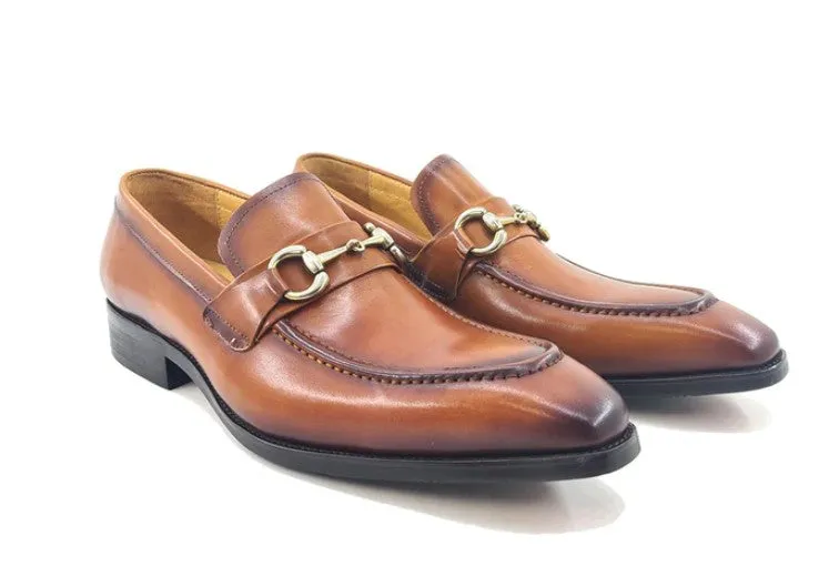 Mocassin à enfiler en veau brun cognac