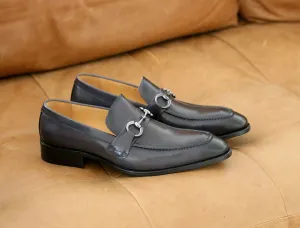 Mocassin à enfiler en veau brossé gris