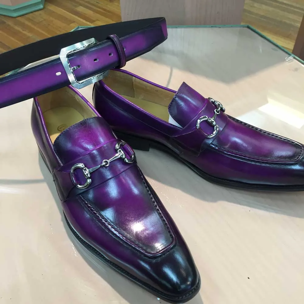 Mocassin à enfiler en veau brun violet