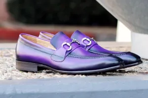Mocassin à enfiler en veau brun violet