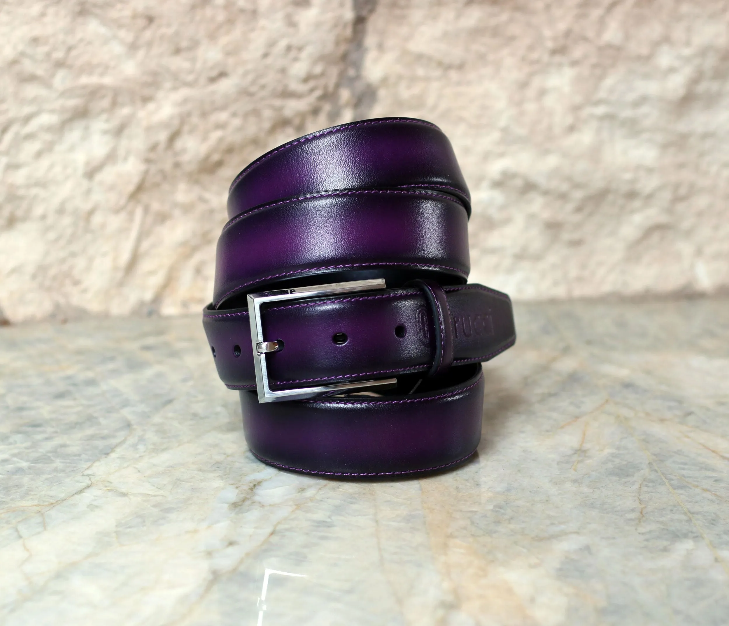 Mocassin à enfiler en veau brun violet