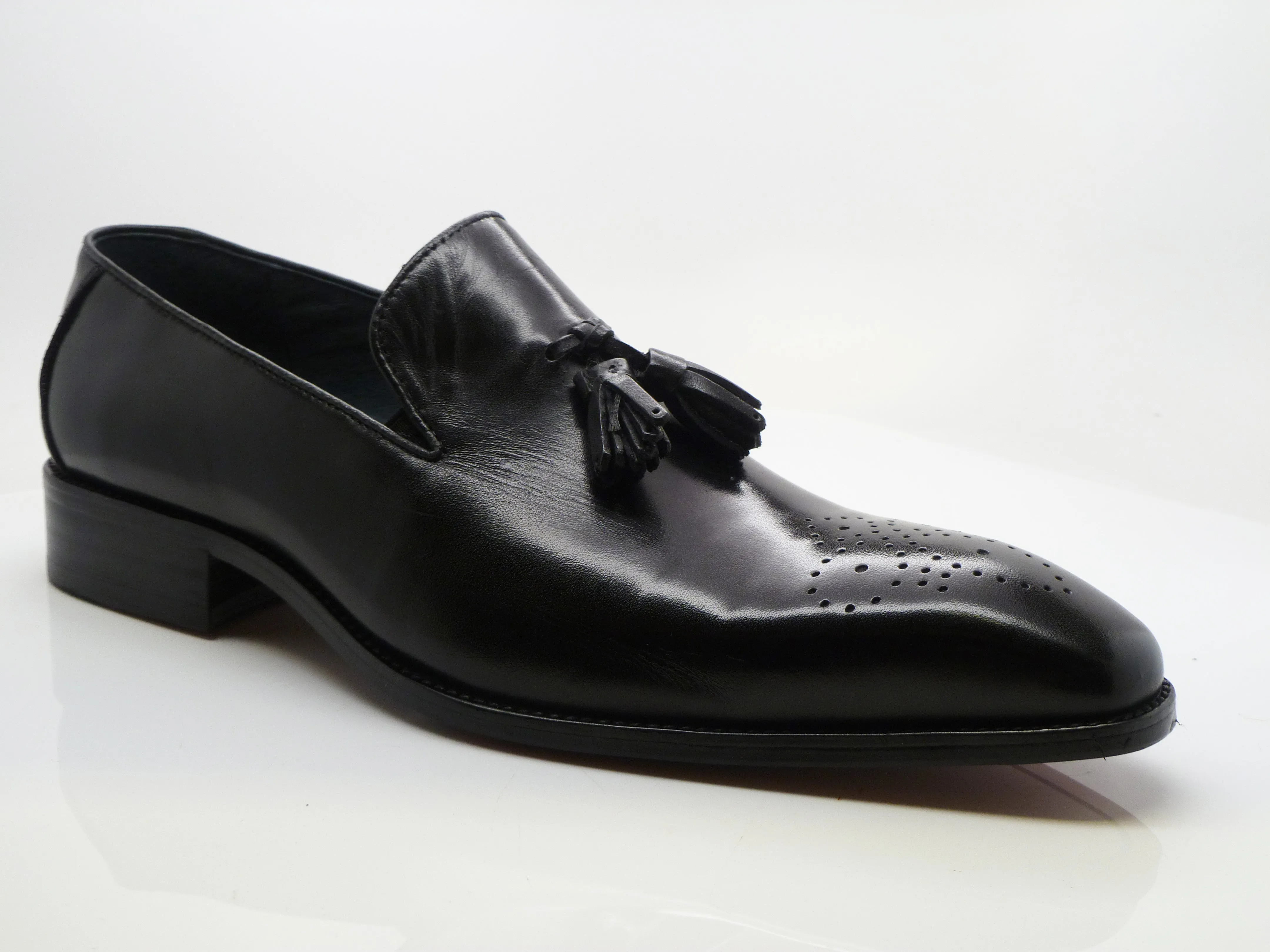 Mocassin à glands en veau brossé noir