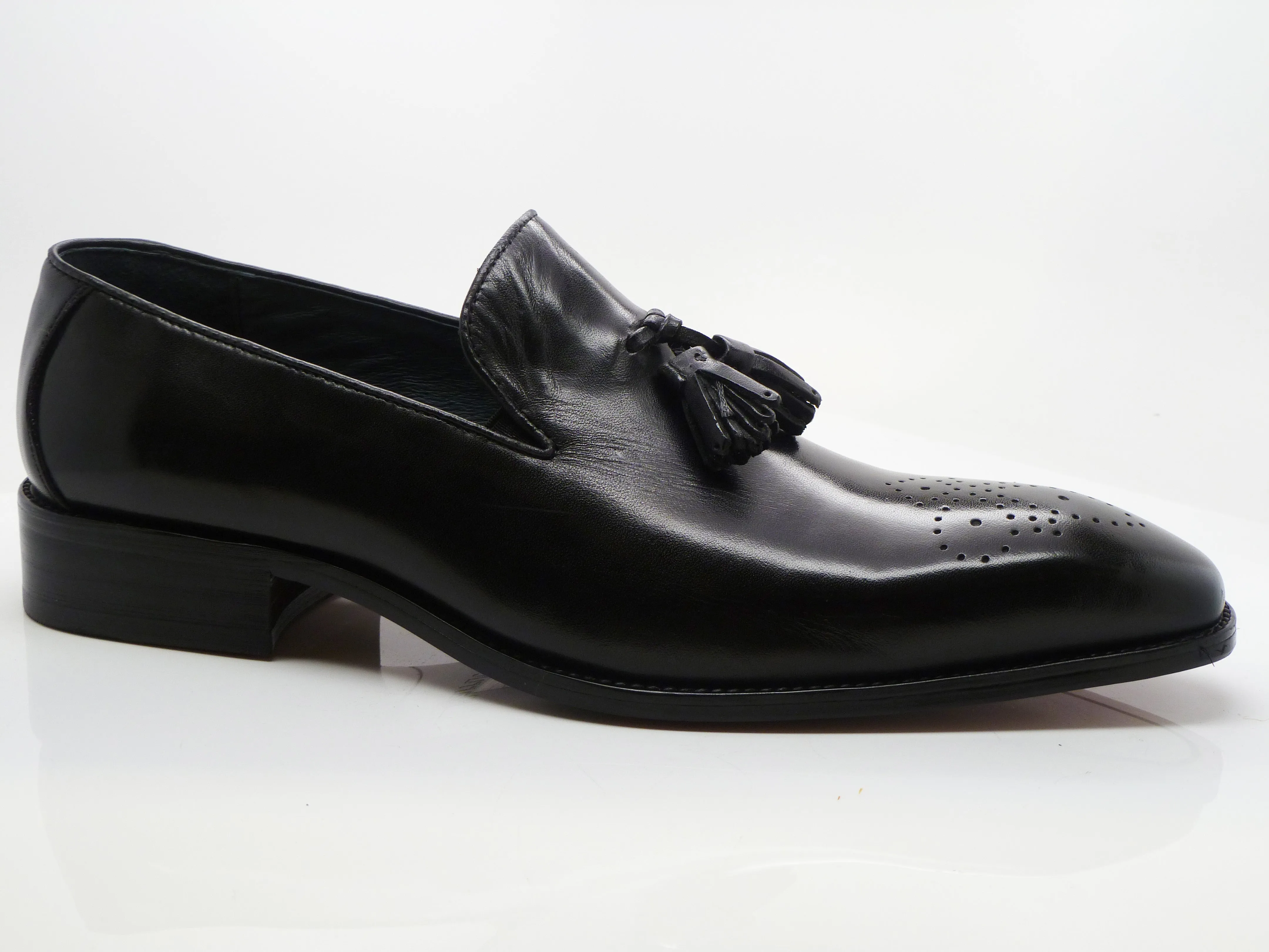 Mocassin à glands en veau brossé noir