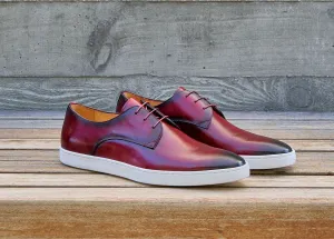 Baskets à lacets en veau bordeaux