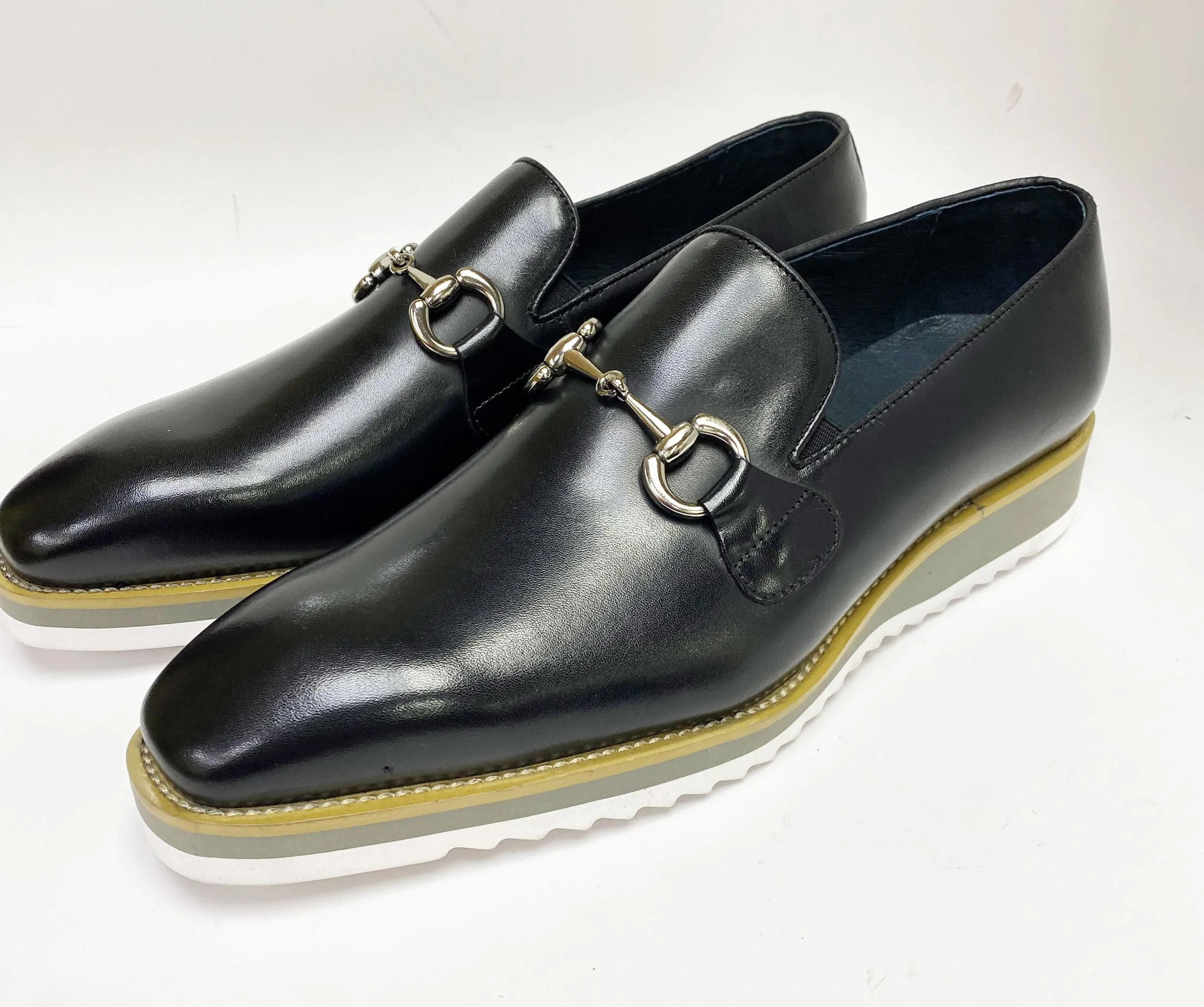 Mocassin à glissière en veau avec mors de cheval noir