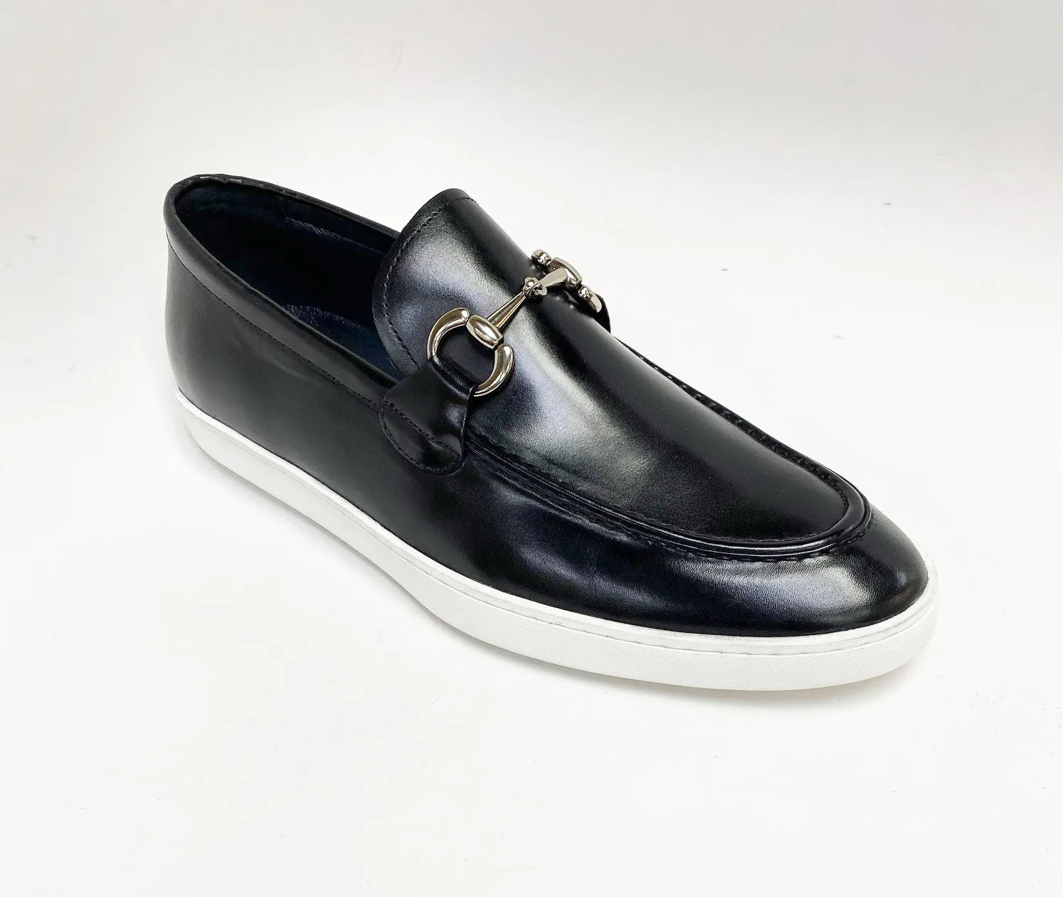 Mocassin à glissière en veau avec mors de cheval noir