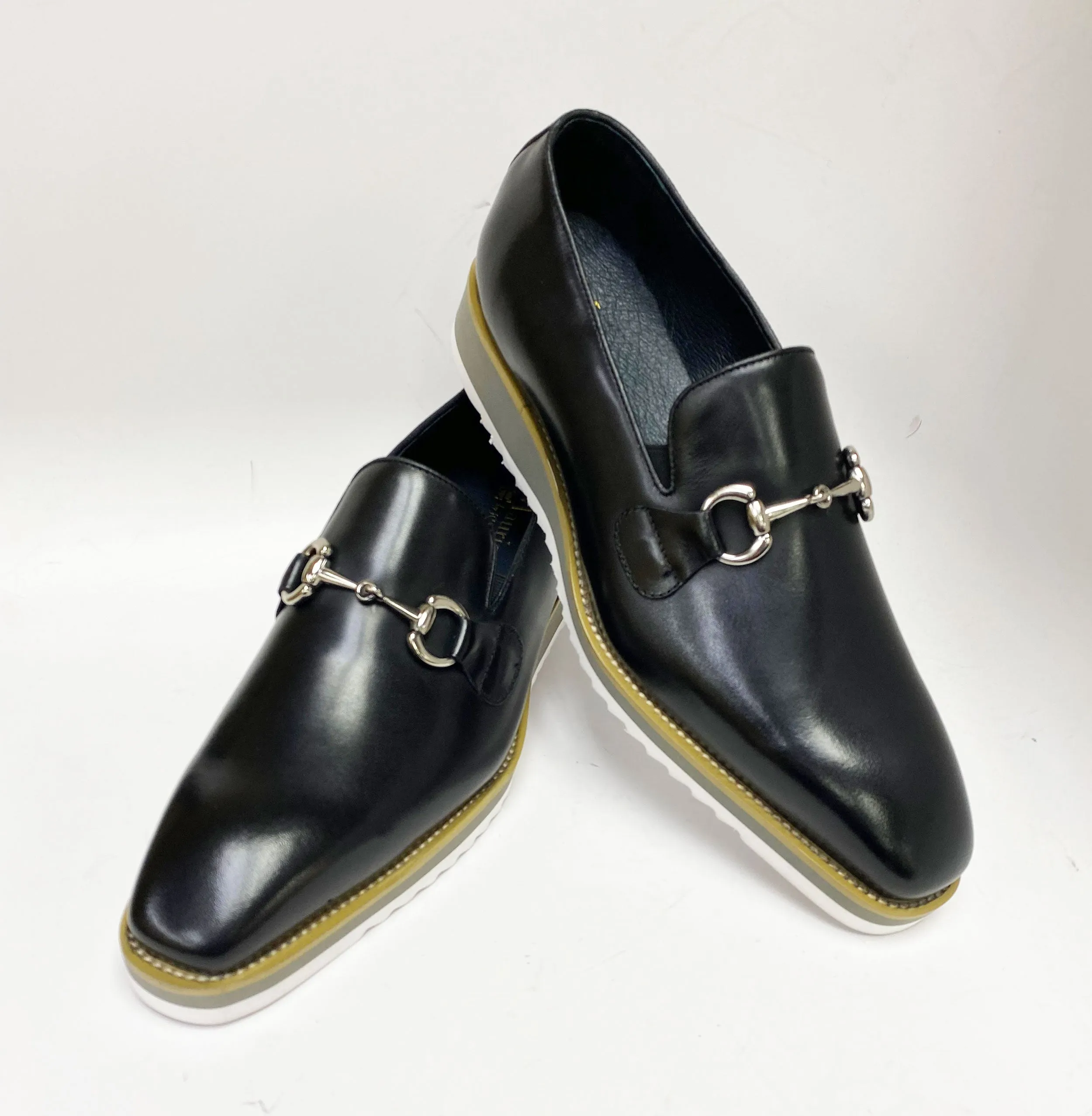 Mocassin à glissière en veau avec mors de cheval noir