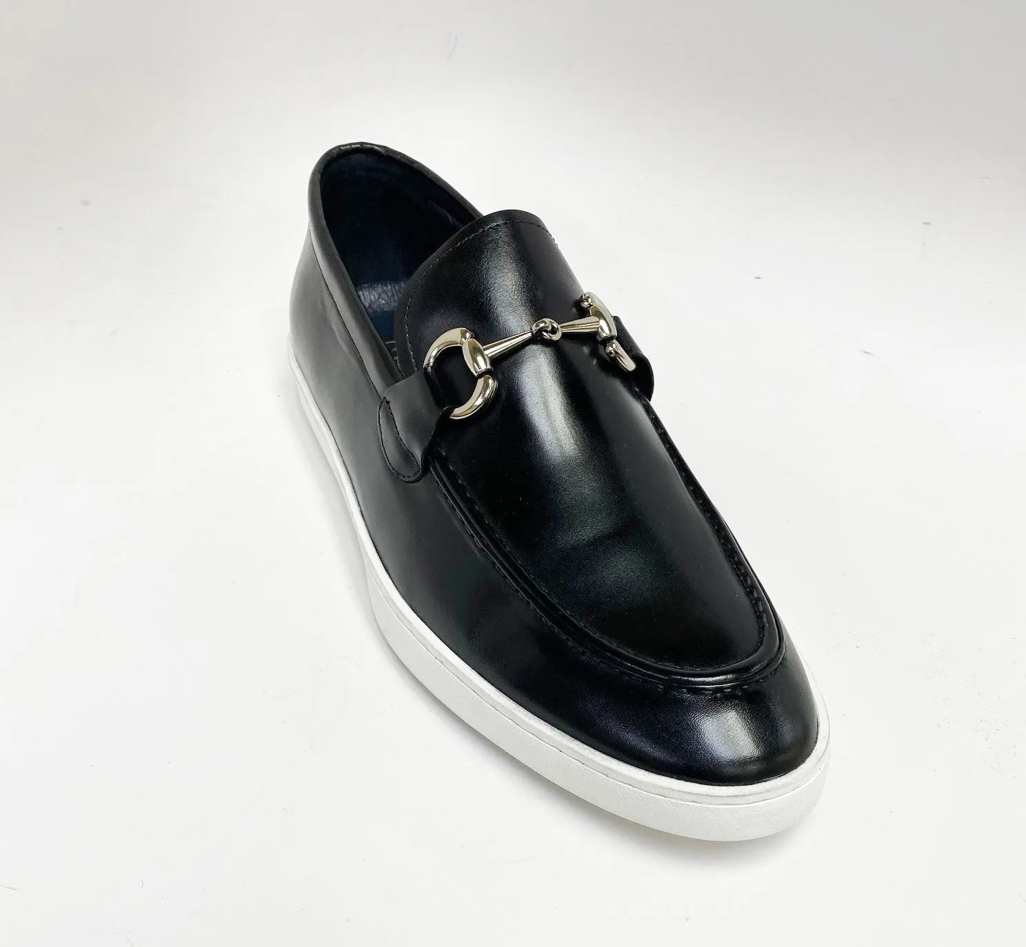 Mocassin à glissière en veau avec mors de cheval noir