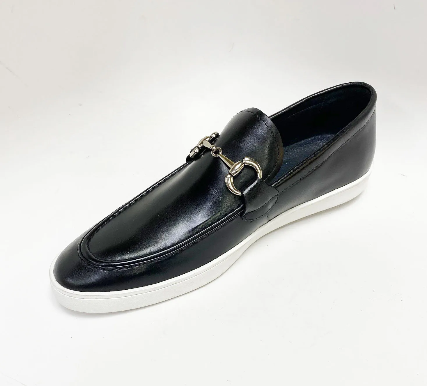 Mocassin à glissière en veau avec mors de cheval noir